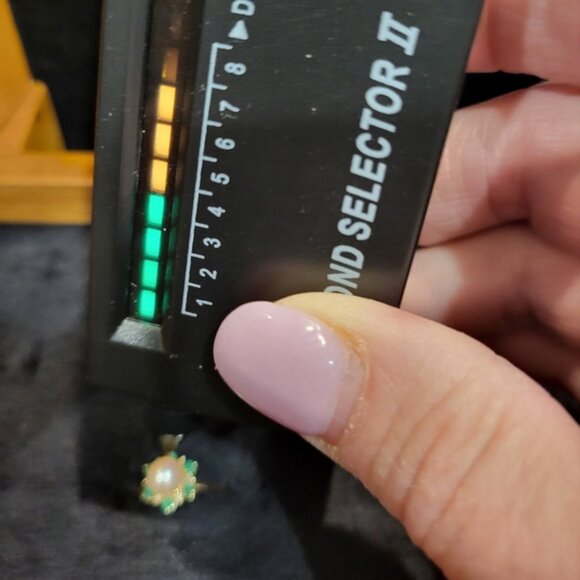 Vintage Yellow Gold Pearl Emerald Diamond Engagement Ring Size 5 - Picture 7 of 7